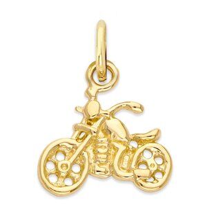 14k Solid Gold Motorcycle Charm: Biker Pendant